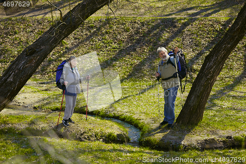 Image of Travel and tourism. Family couple enjoying walk together