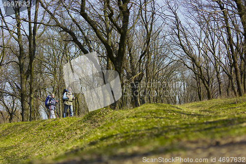 Image of Travel and tourism. Family couple enjoying walk together