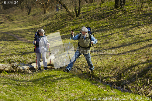 Image of Travel and tourism. Family couple enjoying walk together