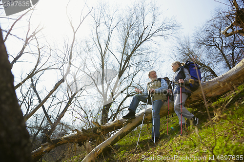 Image of Travel and tourism. Family couple enjoying walk together