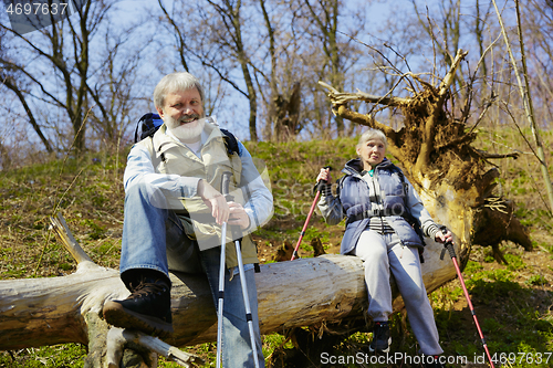 Image of Travel and tourism. Family couple enjoying walk together