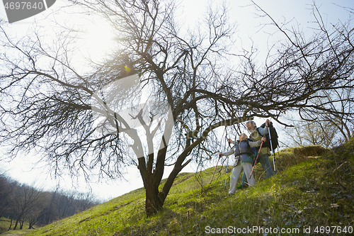 Image of Travel and tourism. Family couple enjoying walk together