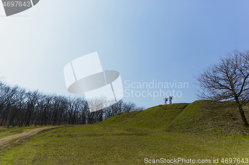 Image of Travel and tourism. Family couple enjoying walk together