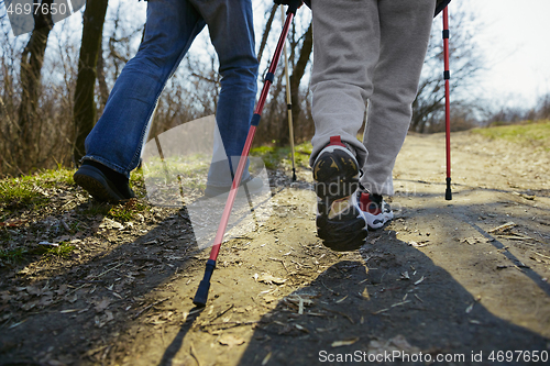 Image of Travel and tourism. Family couple enjoying walk together