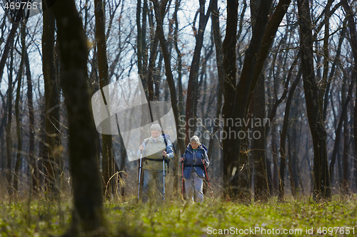 Image of Travel and tourism. Family couple enjoying walk together