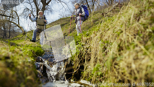 Image of Travel and tourism. Family couple enjoying walk together