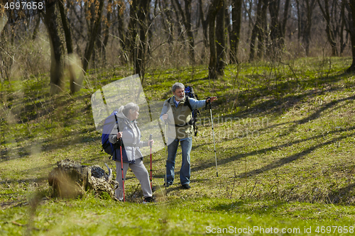 Image of Travel and tourism. Family couple enjoying walk together