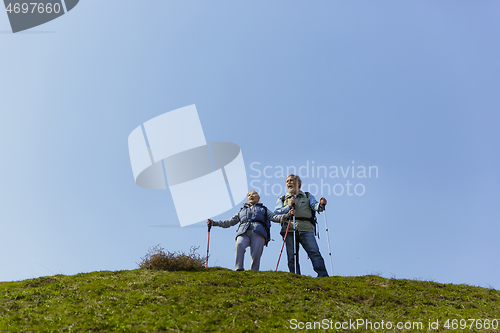 Image of Travel and tourism. Family couple enjoying walk together