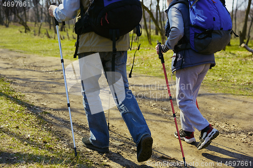 Image of Travel and tourism. Family couple enjoying walk together