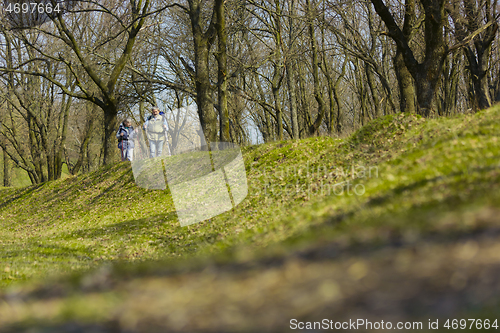 Image of Travel and tourism. Family couple enjoying walk together