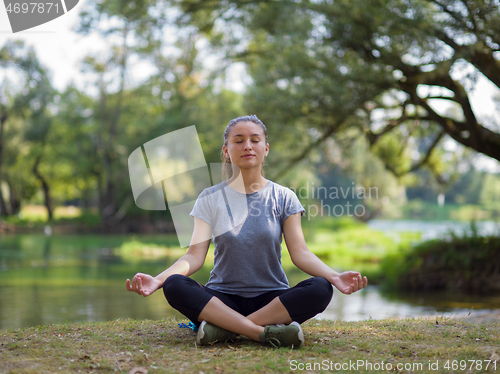 Image of woman meditating and doing yoga exercise