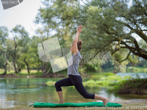 Image of woman meditating and doing yoga exercise