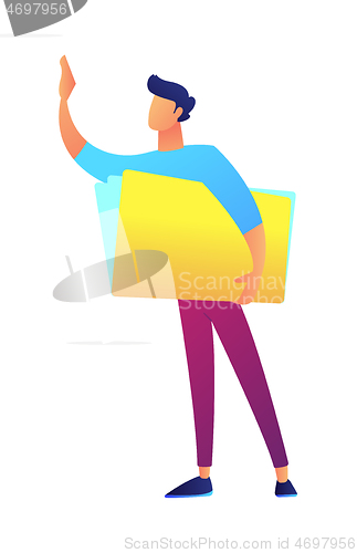 Image of Businessman with document folder vector illustration.