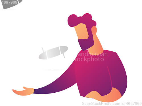 Image of Manager doing presenting gesture with hands vector illustration.