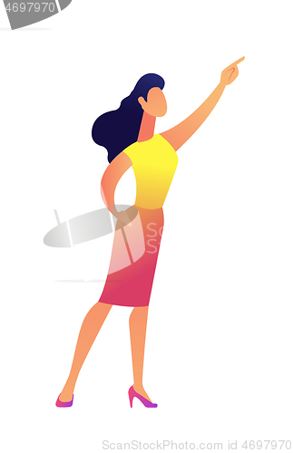 Image of Female manager showing with finger vector illustration.