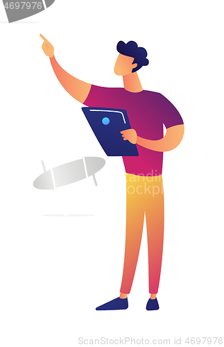 Image of Manager with tablet vector illustration.