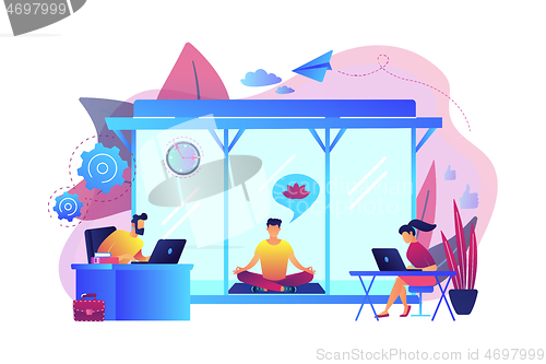 Image of Office meditation booth concept vector illustration.