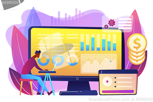 Image of Financial data management concept vector illustration.