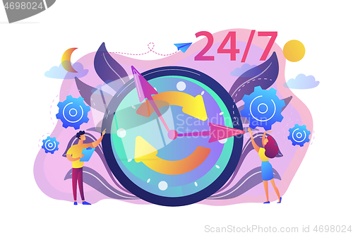 Image of 24 for 7 service concept vector illustration.