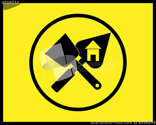 Image of circle trowel and brush icon