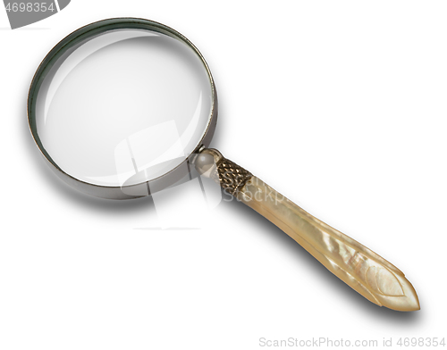 Image of Vintage antique magnifying glass against white