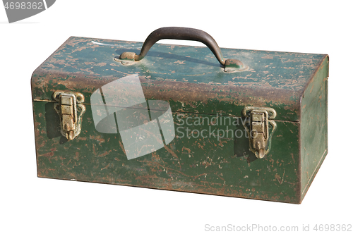 Image of Old green corroded rusty tool box