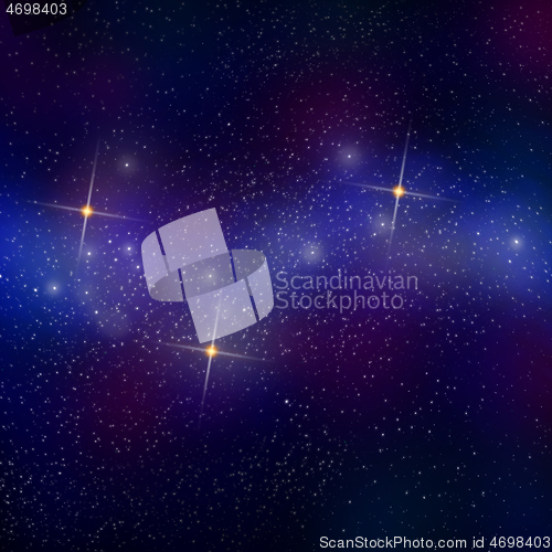 Image of Star field in a nebula of interstellar gases and three starburst