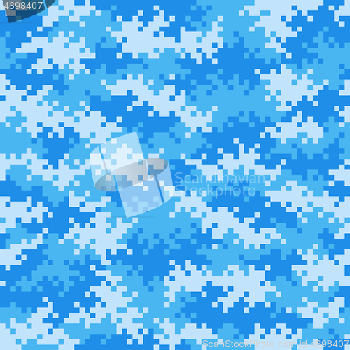 Image of Military blue camouflage pixel pattern seamlessly tileable