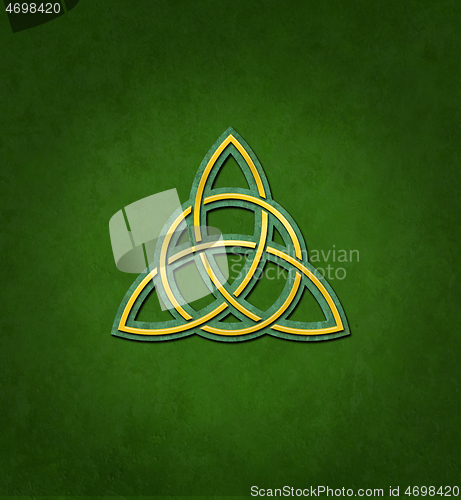Image of Celtic Trinity Knot or Triquetra against green background