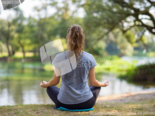 Image of woman meditating and doing yoga exercise