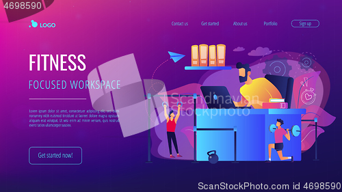 Image of Fitness-focused workspace concept landing page.