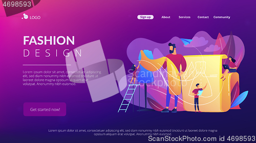 Image of Fashion design concept landing page.