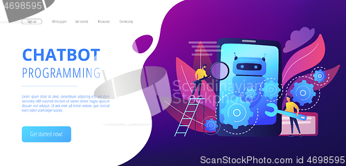 Image of Chatbot app developmentconcept landing page.