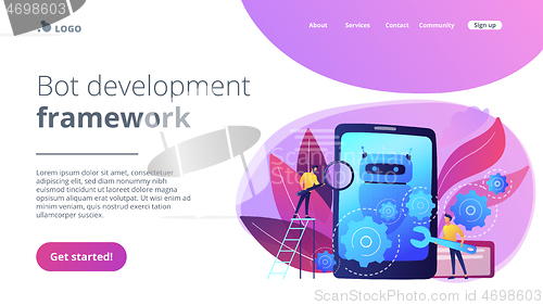 Image of Chatbot app developmentconcept landing page.