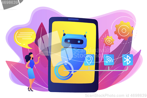 Image of Chatbot virtual assistant via messaging concept vector illustration.