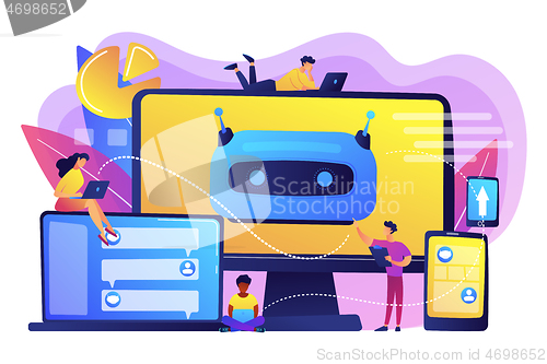 Image of Chatbot development platform concept vector illustration.