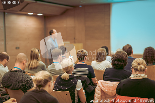 Image of Audience in lecture hall on scientific conference.