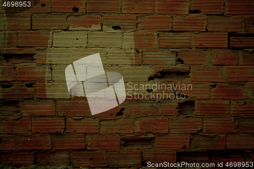 Image of Old dark grunge brick wall background texture