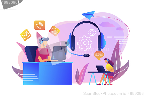 Image of Contact center concept vector illustration.