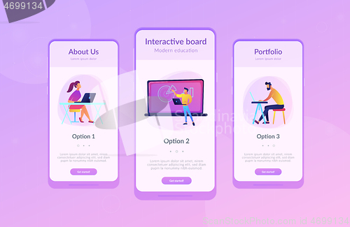 Image of Digital classroom app interface template.