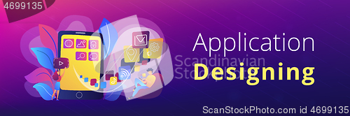 Image of Mobile app development vector illustration