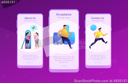 Image of Body positive app interface template.