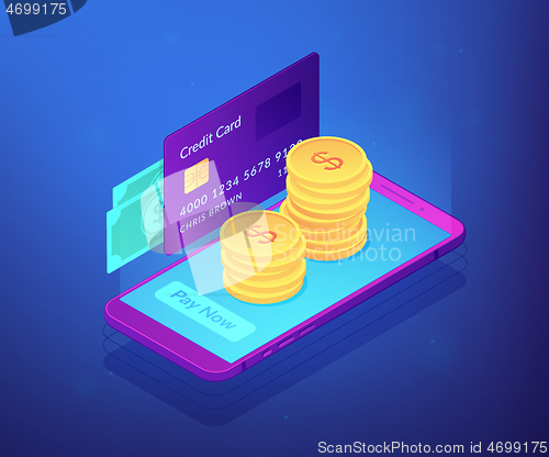 Image of Money transfer isometric 3D concept illustration.