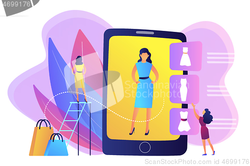 Image of Virtual fitting room concept vector illustration.