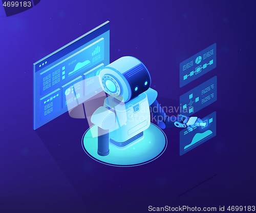 Image of Automated data analysis concept vector isometric illustration.