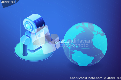 Image of Robotics network concept vector isometric illustration.