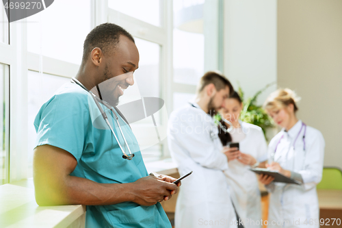 Image of Healthcare people group. Professional doctors working in hospital office or clinic