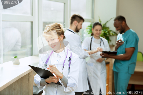 Image of Healthcare people group. Professional doctors working in hospital office or clinic