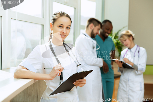 Image of Healthcare people group. Professional doctors working in hospital office or clinic