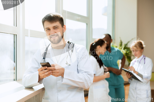 Image of Healthcare people group. Professional doctors working in hospital office or clinic